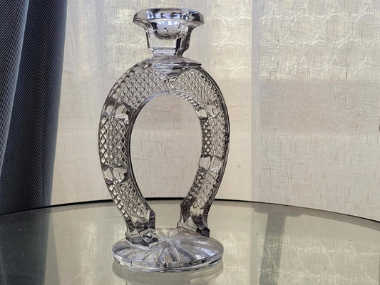 Vintage Crystal Horseshoe Candle Holder • 24% Lead Crystal • Gus-Khrustalny Russia • Rare Soviet Crystal Decor