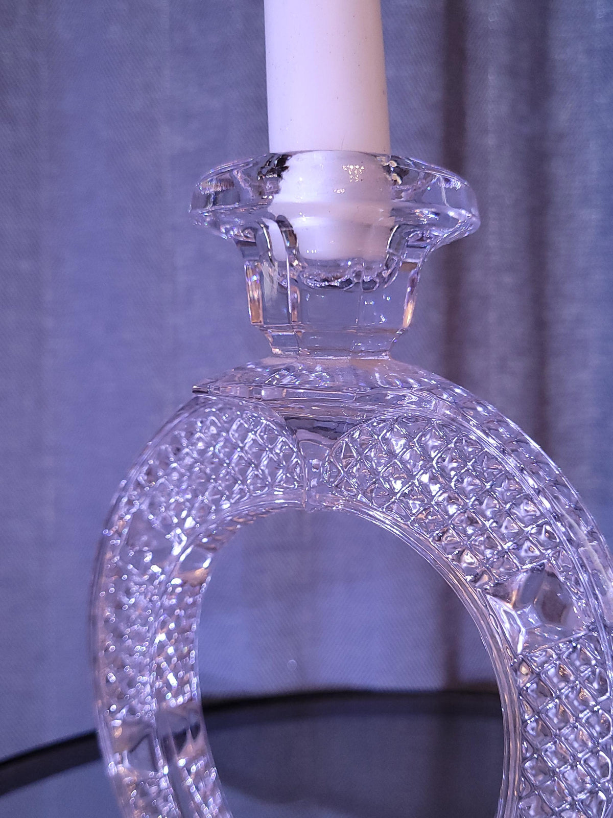 Vintage Crystal Horseshoe Candle Holder • 24% Lead Crystal • Gus-Khrustalny Russia • Rare Soviet Crystal Decor