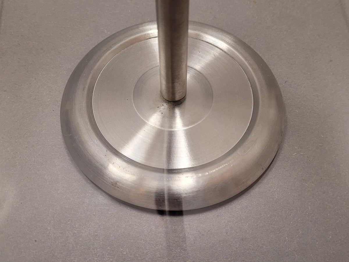Vintage Square Glass Cake Stand with Metal Handle (15x21 cm) | Mid-Century Modern Pedestal Tray | Retro Dessert Fruit Server