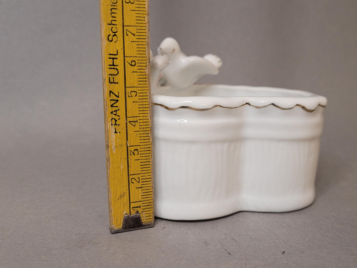 Vintage Porcelain Heart Trinket Box/Planter "Two Doves" | Romantic 1980s Decor | Perfect Wedding/Anniversary Gift