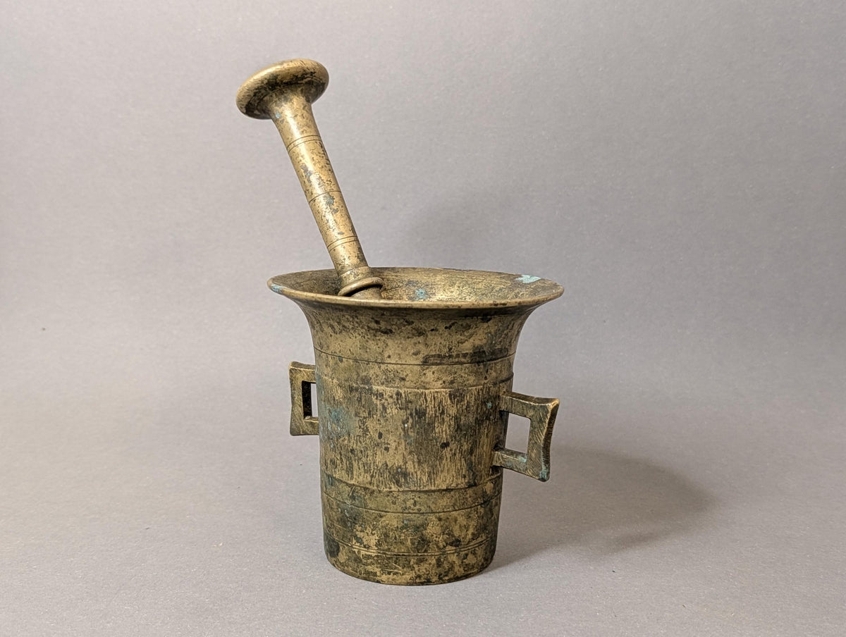 Messing-Mörser von oben, Durchmesser 11 cm