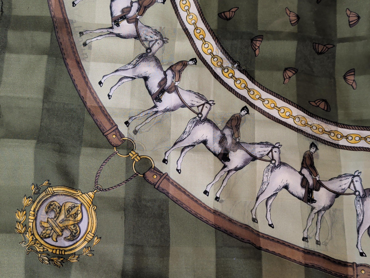 Vintage Italian Designer silk Scarves Lot Emilio & Valentina Equestrian Horse Print Retro Head Scarfs Set 80s 90s Neck Scarf Gift