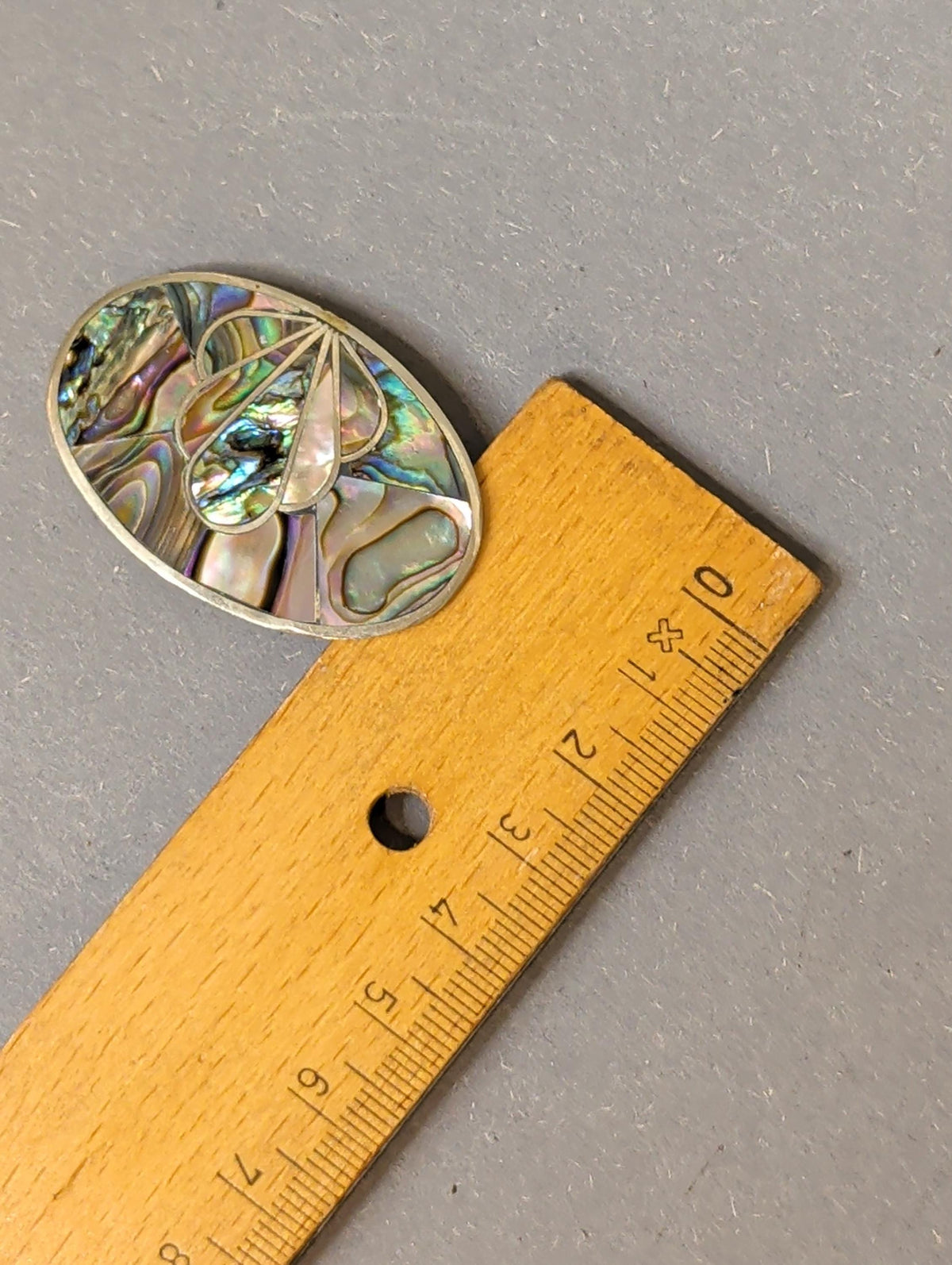 Vintage Mexican Abalone Shell Brooch Pin, Alpaca Silver Inlay Shell Brooch, Oval Iris Mosaic Brooch Pendant, Mexican Modernist Jewelry