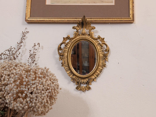 Italienischer Wandspiegel mit goldenem Rokoko-Rahmen – Gesamtansicht, Vintage Italien 1960er–1970er