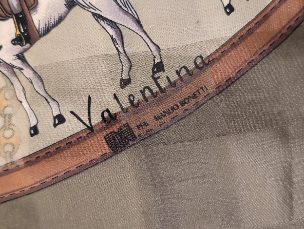 Vintage Italian Designer silk Scarves Lot Emilio & Valentina Equestrian Horse Print Retro Head Scarfs Set 80s 90s Neck Scarf Gift