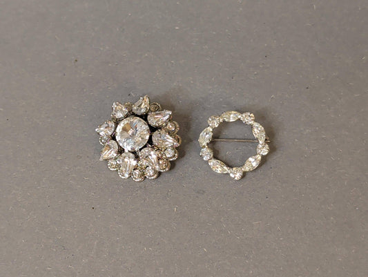 Rare Vintage Crystal Brooch Large Tiered Floral Pin Wreath Brooch Clear Rhinestone Austria Czechoslovakia Jewelry