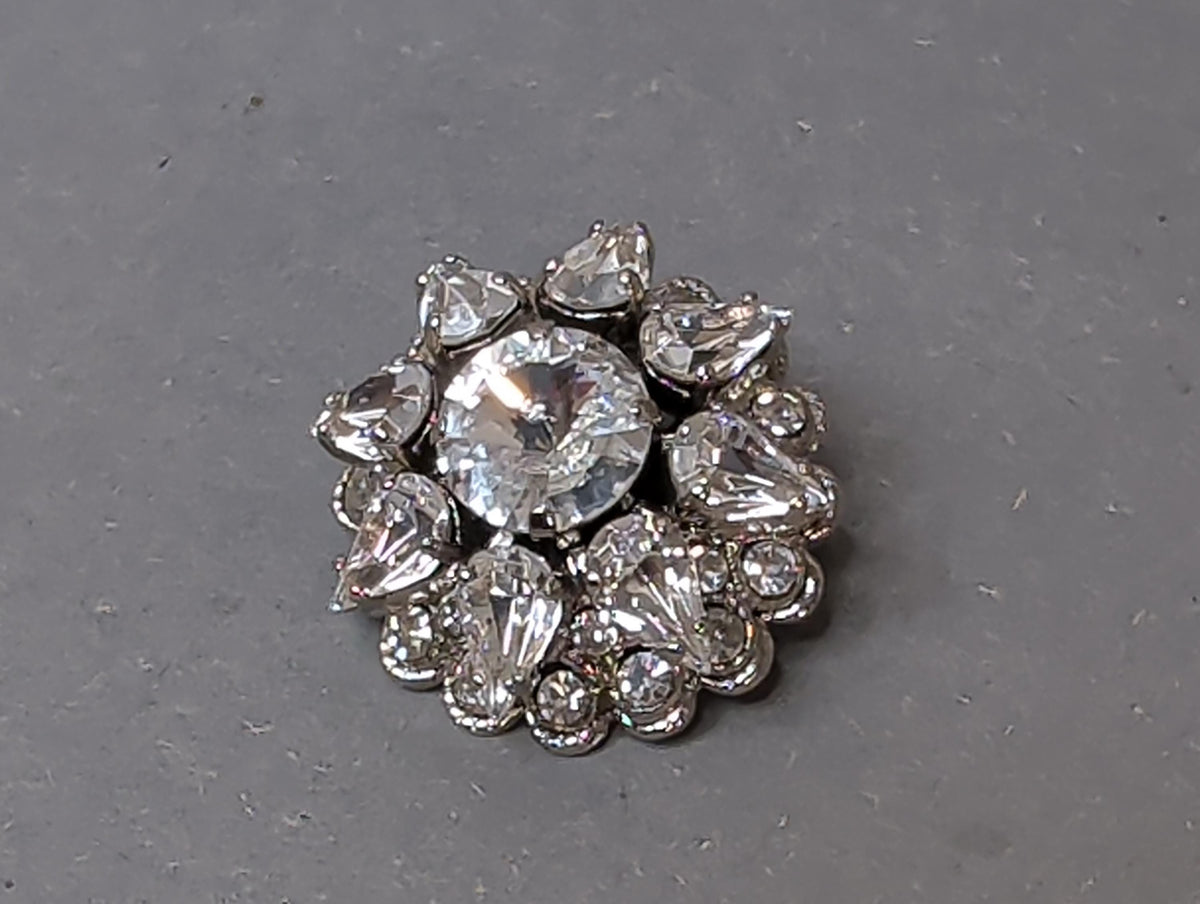 Rare Vintage Crystal Brooch Large Tiered Floral Pin Wreath Brooch Clear Rhinestone Austria Czechoslovakia Jewelry