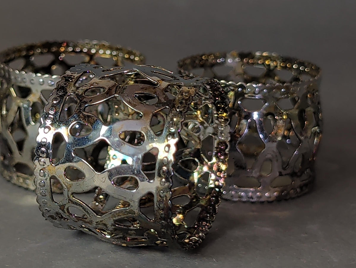 Vintage Silver Plated Napkin Rings Set of 6 Openwork Lattice Napkin Holders Versilbert German Mid Century Dining Table Decor
