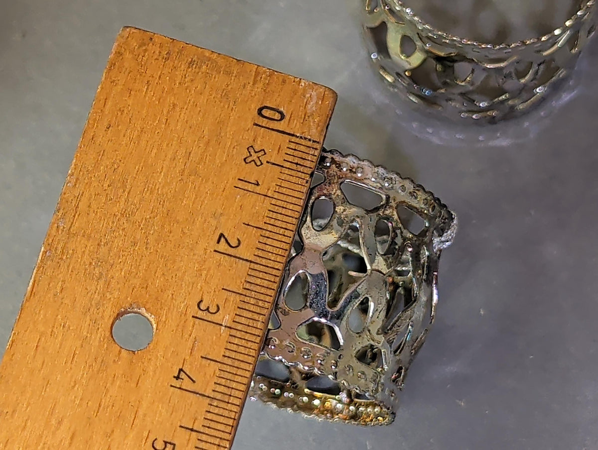 Vintage Silver Plated Napkin Rings Set of 6 Openwork Lattice Napkin Holders Versilbert German Mid Century Dining Table Decor