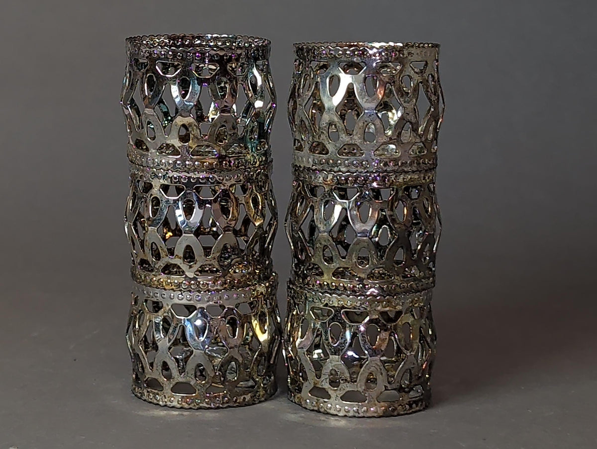 Vintage Silver Plated Napkin Rings Set of 6 Openwork Lattice Napkin Holders Versilbert German Mid Century Dining Table Decor