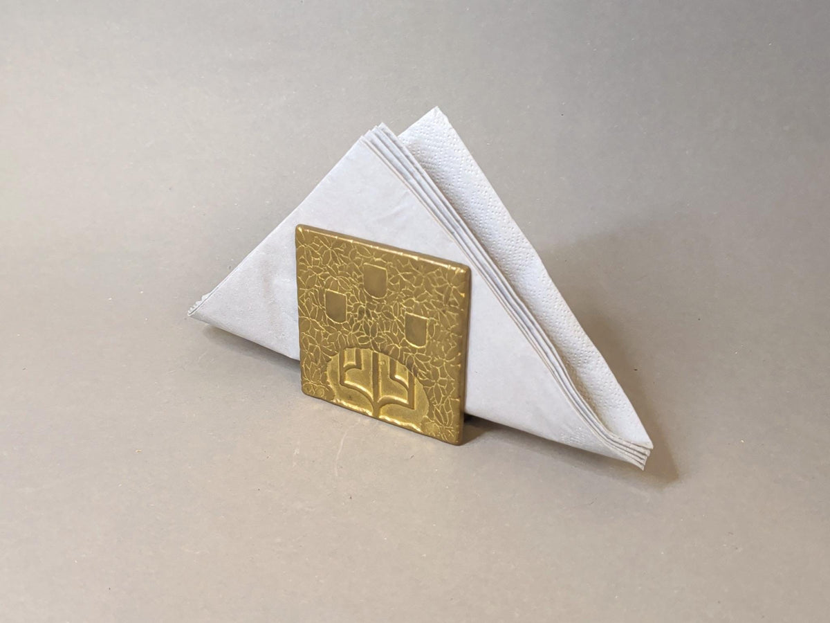 Serviettenhalter aus Messingguss mit stilisiertem Baum – Gesamtansicht, Mid-Century 1960er–1970er