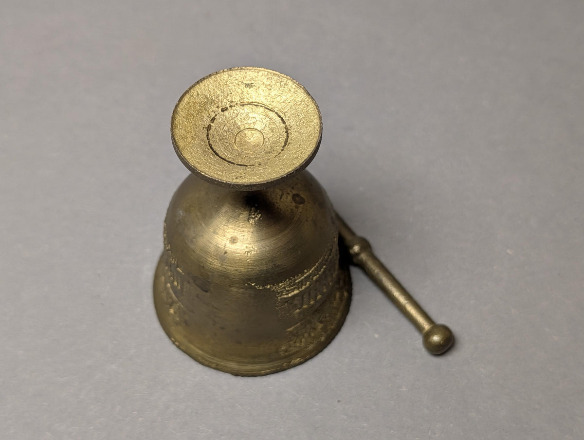 Vintage Brass Miniature Mortar Pestle Parthenon Greek Souvenir Small Spice Grinder Solid Brass Saffron Crusher Mid Century Vessel