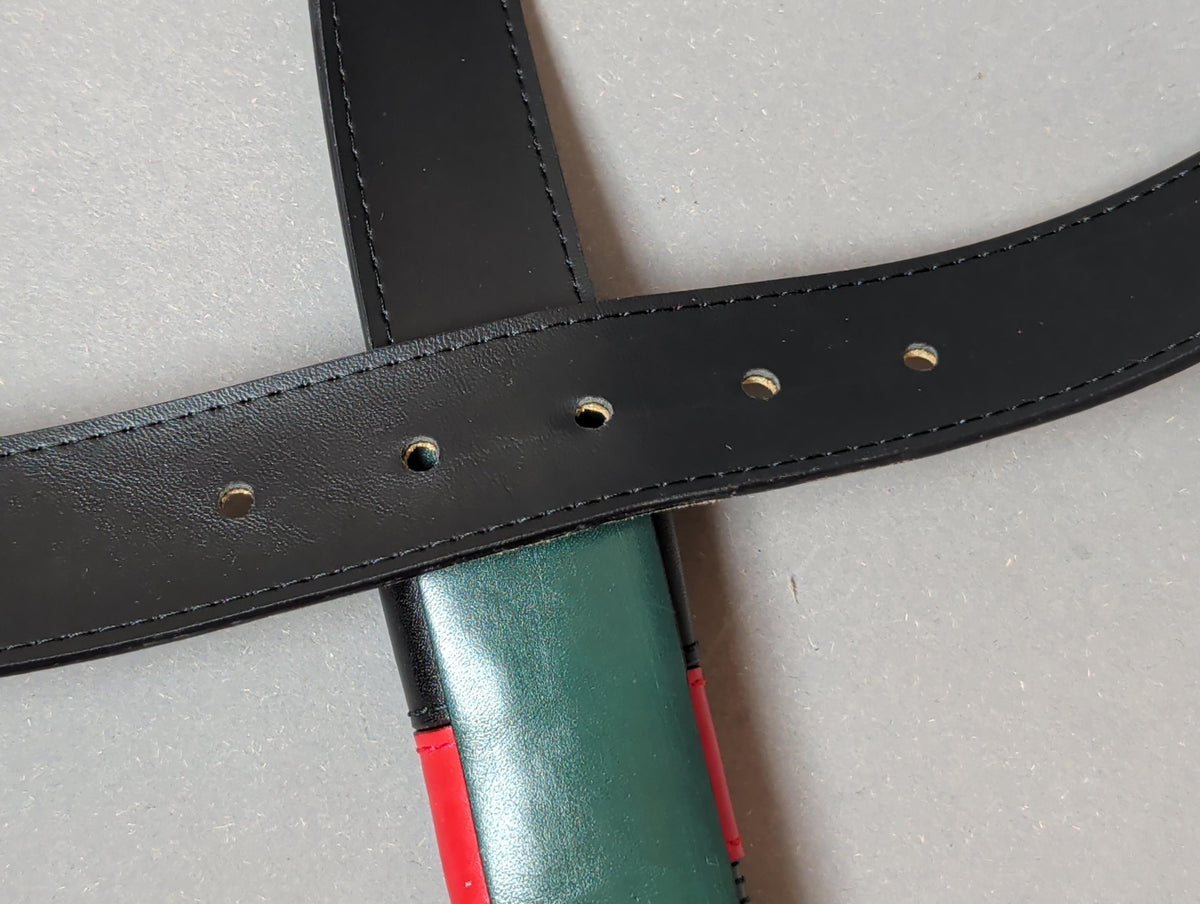 Vintage Green Leather Duck Belt Brass Mallard Buckle 80s 90s Country Club Preppy Style