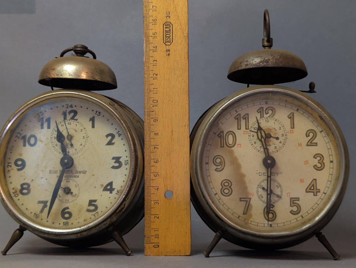 Antique Austro Hungarian Alarm Clock Hugo Madern Jeweler Derby Bell Clock Vintage Mechanical Brass Clock Steampunk Shelf Decor