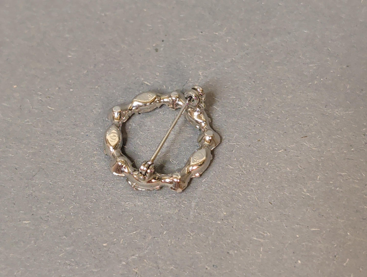 Rare Vintage Crystal Brooch Large Tiered Floral Pin Wreath Brooch Clear Rhinestone Austria Czechoslovakia Jewelry