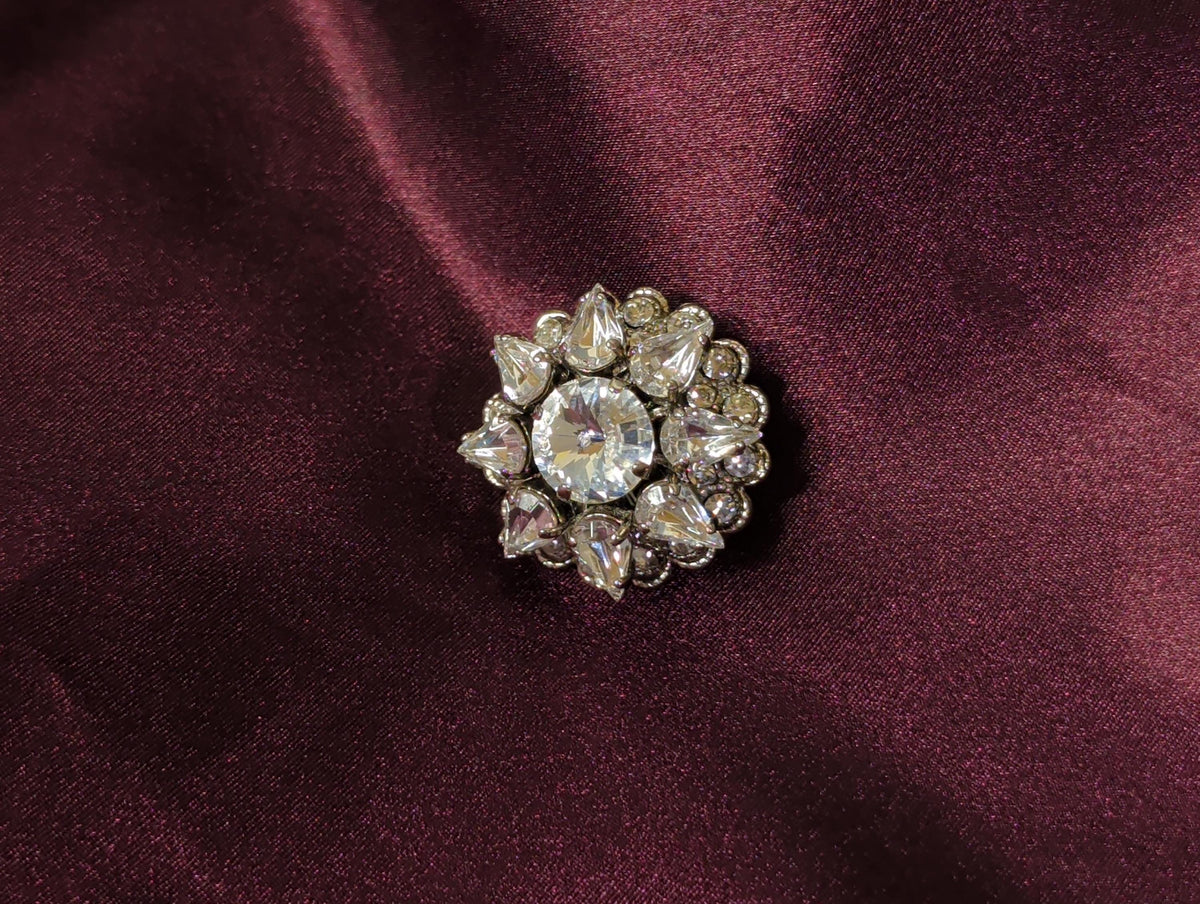 Rare Vintage Crystal Brooch Large Tiered Floral Pin Wreath Brooch Clear Rhinestone Austria Czechoslovakia Jewelry