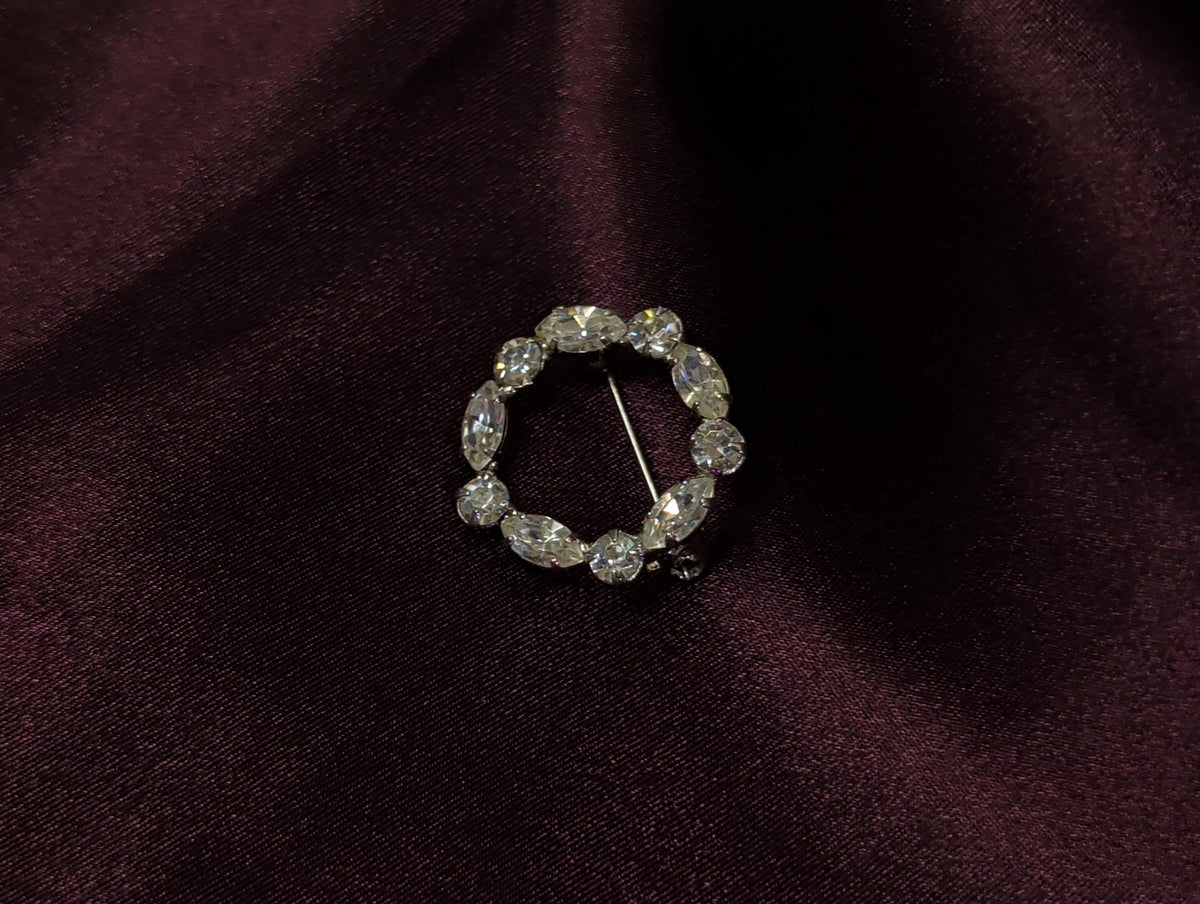Rare Vintage Crystal Brooch Large Tiered Floral Pin Wreath Brooch Clear Rhinestone Austria Czechoslovakia Jewelry