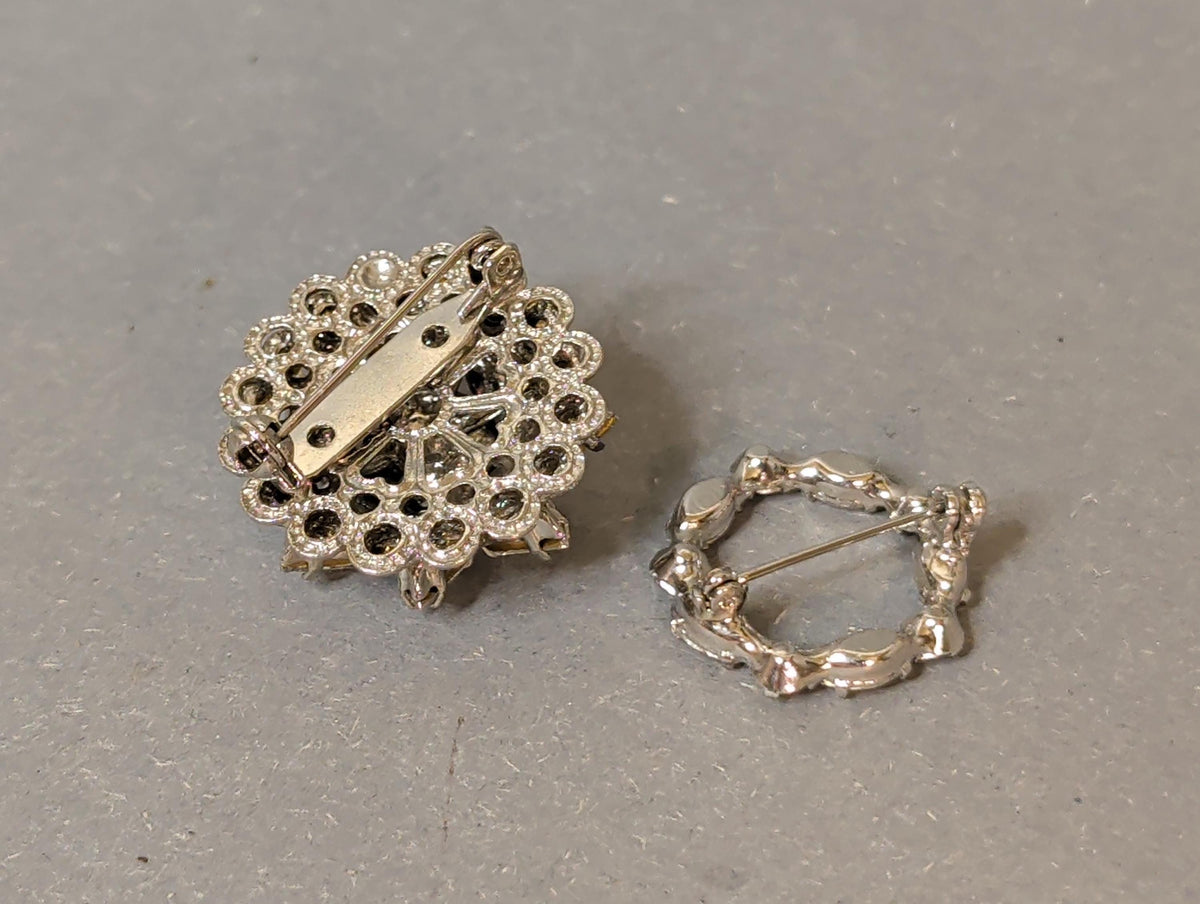 Rare Vintage Crystal Brooch Large Tiered Floral Pin Wreath Brooch Clear Rhinestone Austria Czechoslovakia Jewelry