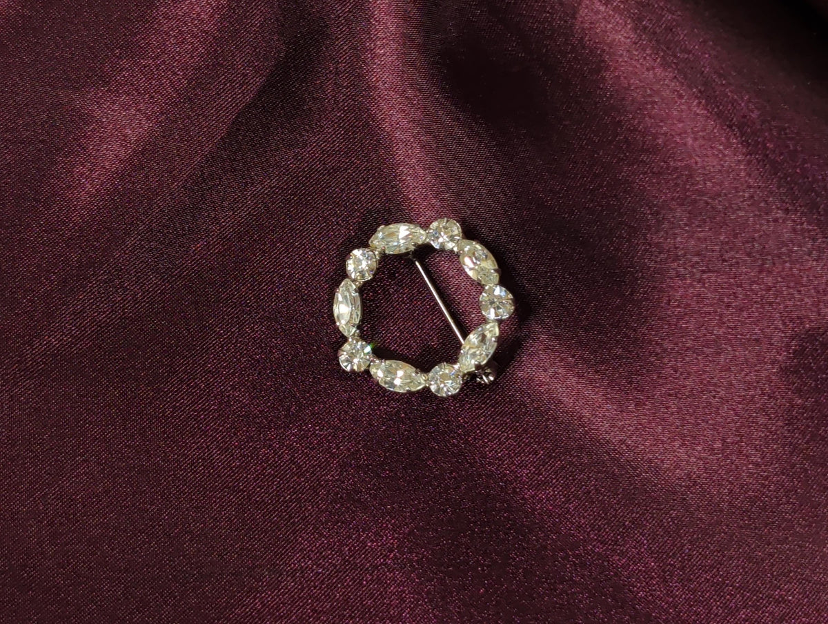 Rare Vintage Crystal Brooch Large Tiered Floral Pin Wreath Brooch Clear Rhinestone Austria Czechoslovakia Jewelry