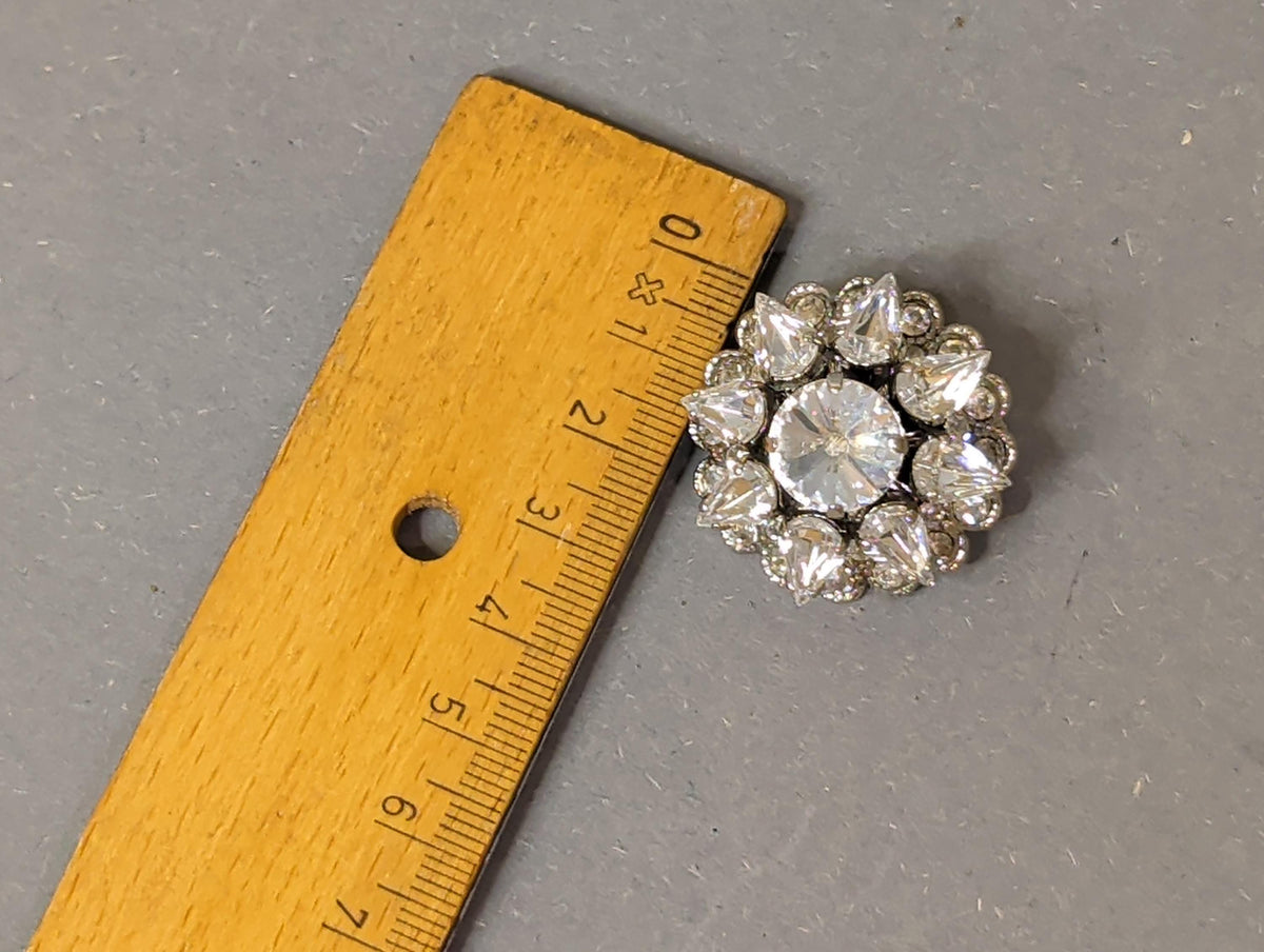 Rare Vintage Crystal Brooch Large Tiered Floral Pin Wreath Brooch Clear Rhinestone Austria Czechoslovakia Jewelry