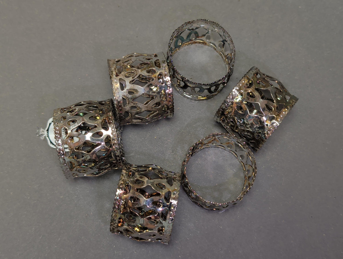 Vintage Silver Plated Napkin Rings Set of 6 Openwork Lattice Napkin Holders Versilbert German Mid Century Dining Table Decor