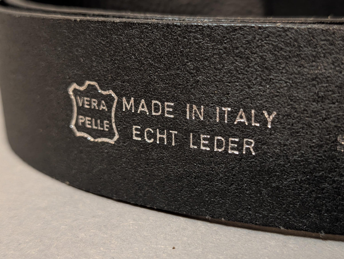 Vintage Black Leather Belt Made in Italy Sorelle Ramonda Chunky Statement Silver Buckle Black Cabochon Stone 80s 90s Gothic Western Size 90