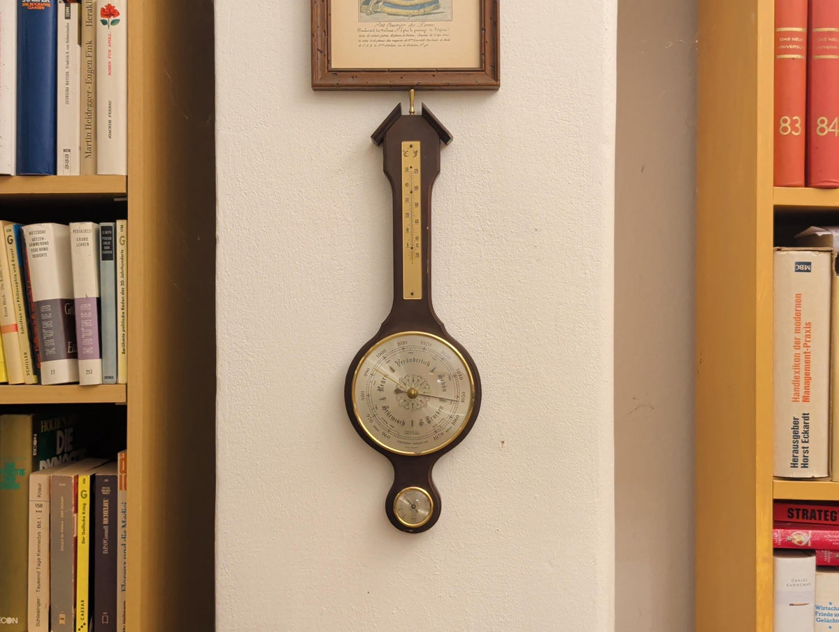 Huger Wetterstation aus dunklem Holz, Gesamtansicht
