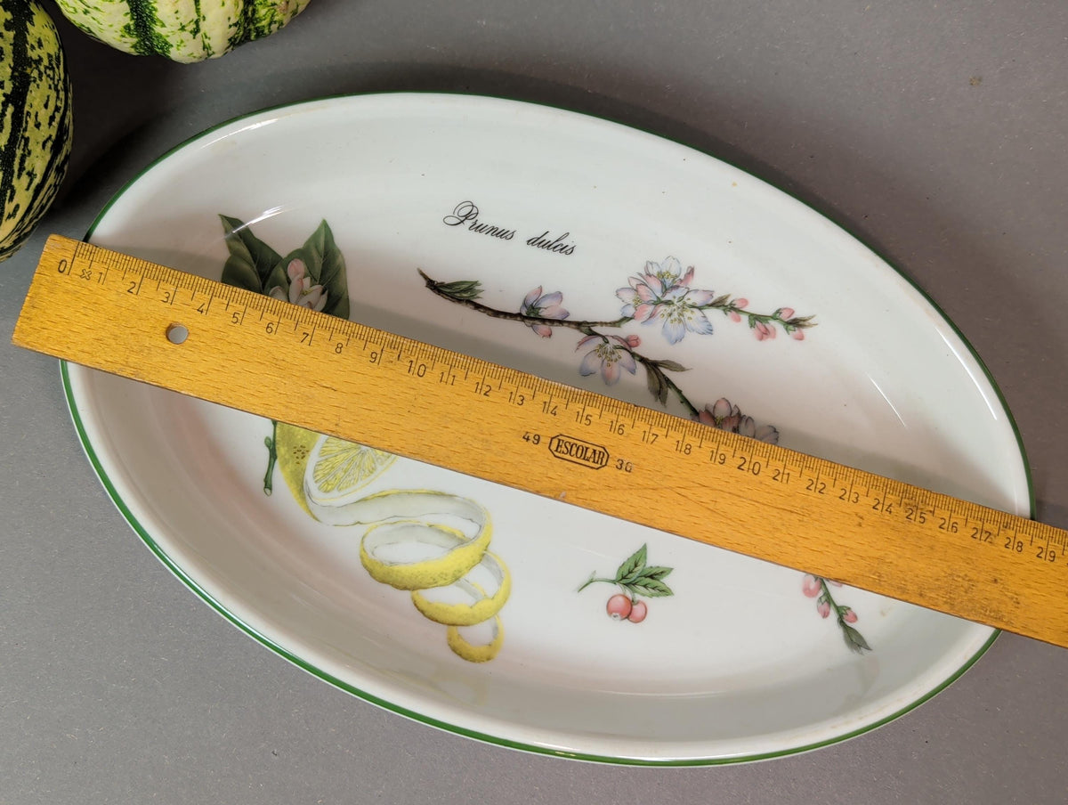 Vintage Porzellanplatte mit mediterranem Zitronenmotiv