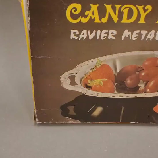 Video: Unbenutzte Vintage-Konfektschale aus Chrom in Originalschachtel