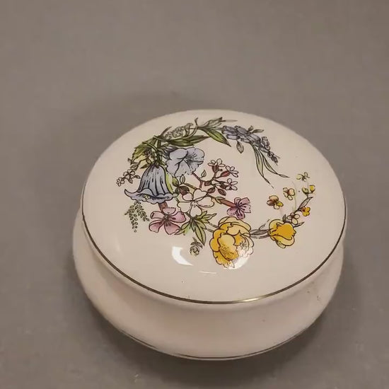 Vintage Porcelain Trinket Box with Delicate Romantic Spring Floral Design