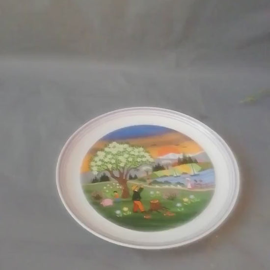Porcelain plate for Easter, porcelain plate with burnt image, porcelain plate from Hutschenreuther, porcelain plate from Nixdorf,