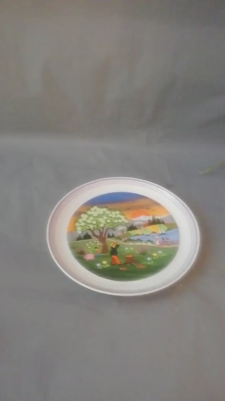 Porcelain plate for Easter, porcelain plate with burnt image, porcelain plate from Hutschenreuther, porcelain plate from Nixdorf,
