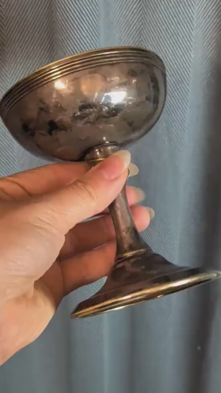 Antique Austrian Silver Plated Goblet P Tauers Sohne Vienna Chalice Small Vintage Tazza Brutalist Gothic Altar Cup Deco Circa 1900