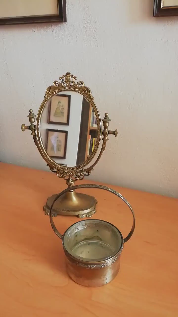 Antique candy bowl made of Alpacca silver, Art Nouveau box from Argentor, old candy box with handle made of Alpacca silver