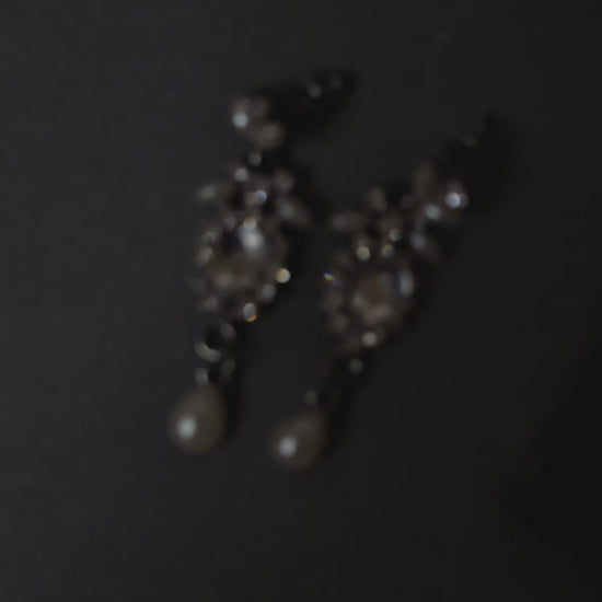 Kristall-Perlen Ohrhänger aus Österreich, Vintage Brautschmuck, Video.