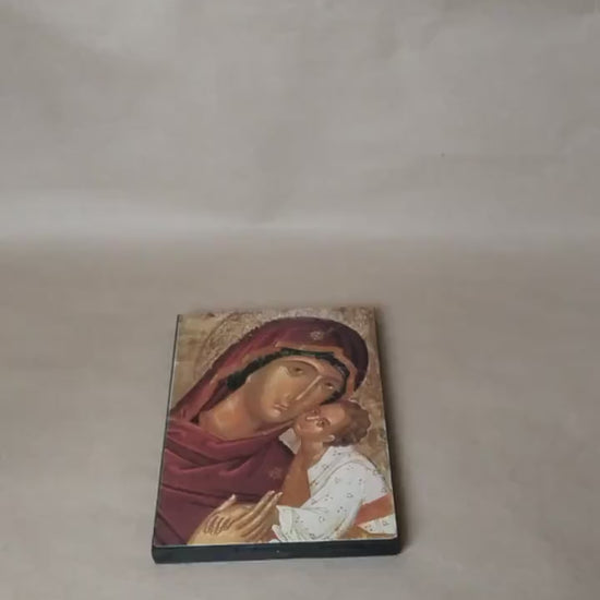 Video: Kleine Marienikone auf Holz von vorne und hinten