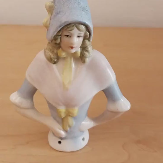 Half Doll figurine, Vintage Halfdoll Porcelain Figure 1980s – Nostalgic Collector’s Item and Decorationage, porcelain, Germany