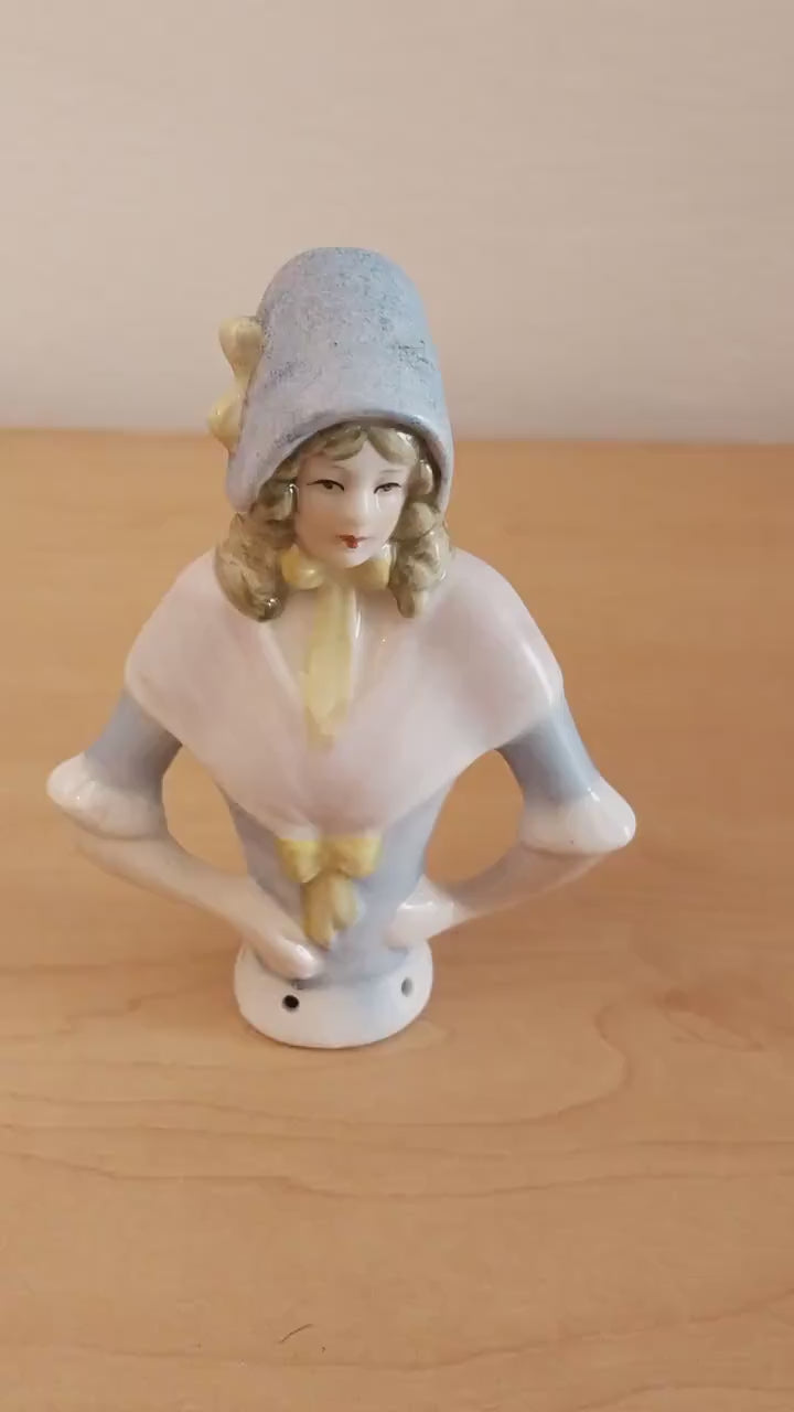 Half Doll figurine, Vintage Halfdoll Porcelain Figure 1980s – Nostalgic Collector’s Item and Decorationage, porcelain, Germany