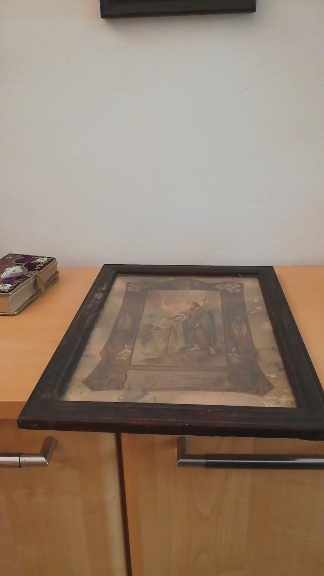Antikes Heiligenbild katholische Taufe 1907. Video